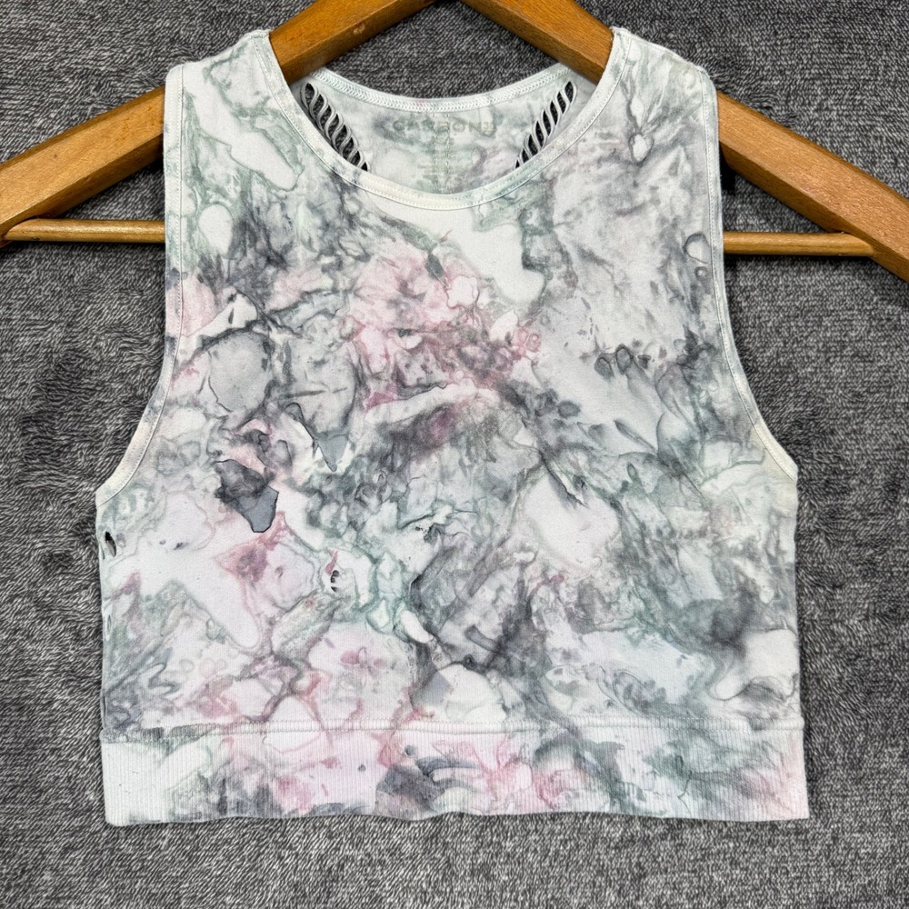 Carbon38 Tank Top‎ XS/S Marble Tie Dye Seamless Crop Pink Grey Laser Cut